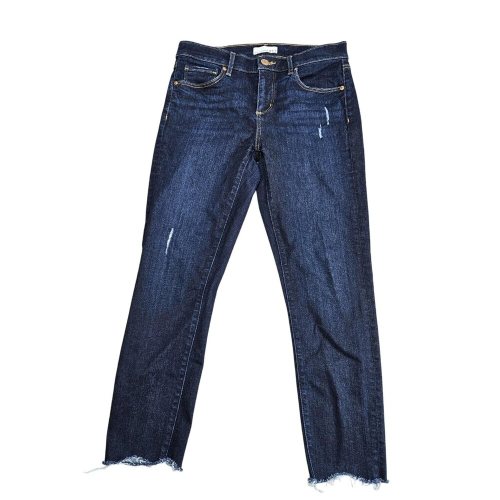 LOFT Modern Skinny Jeans Womens 4 Blue Dark Wash Distressed Stretch Denim